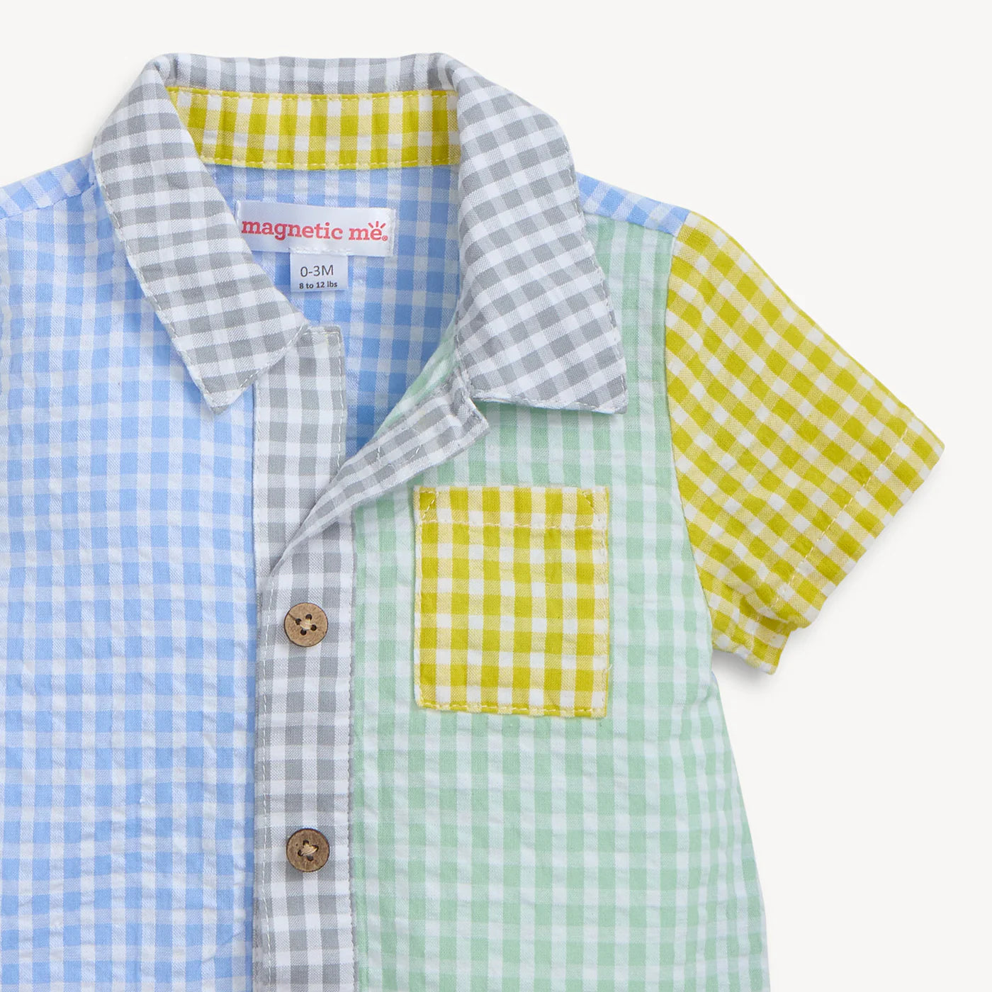 Magnetic Me Multi Gingham | Woven Collar Short Romper