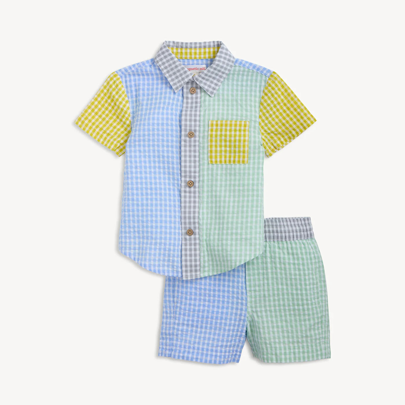 Magnetic Me Multi Gingham | Woven Collar Shirt & Short Set