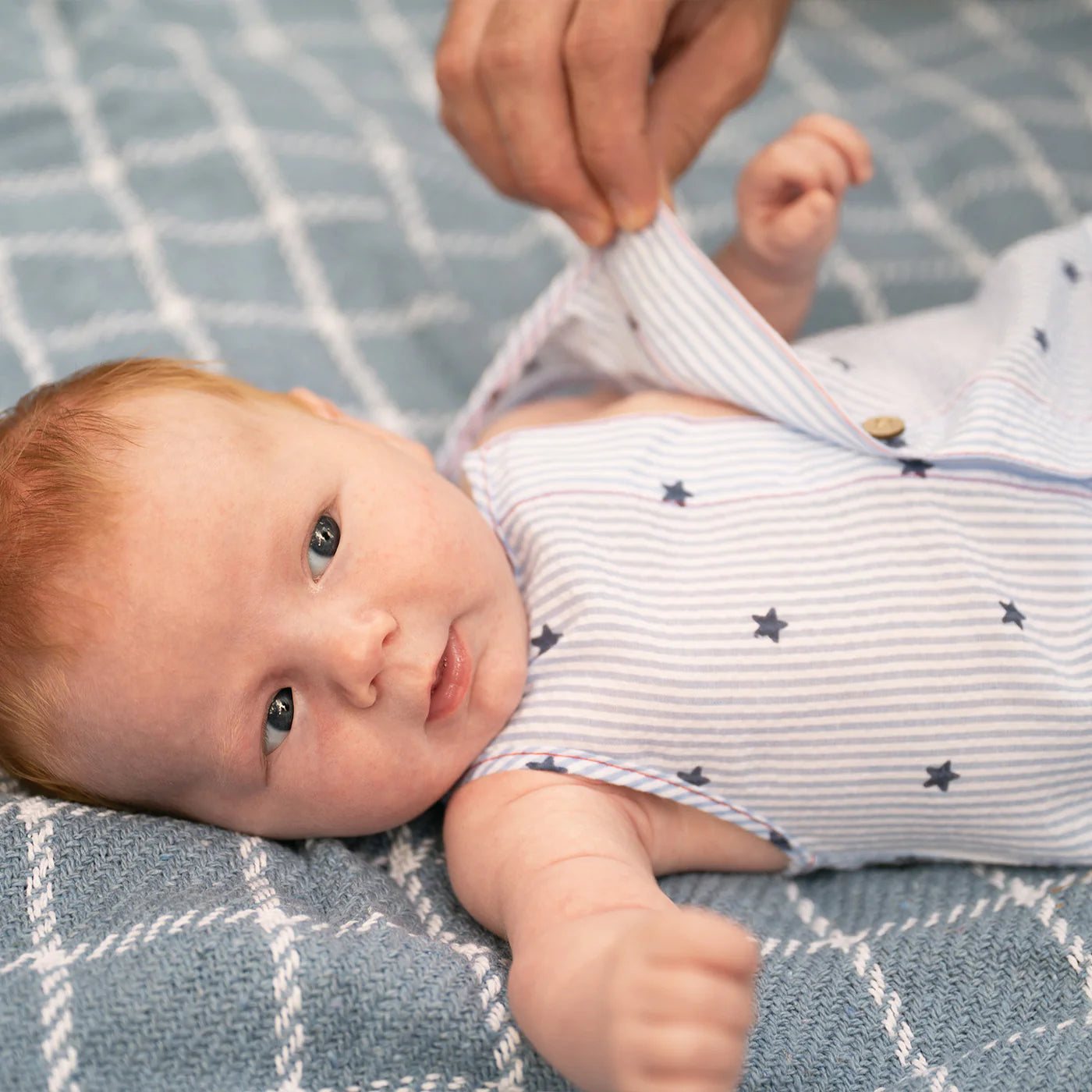 Magnetic Me Seersucker Stripe Stars | Sleeveless Pant Romper