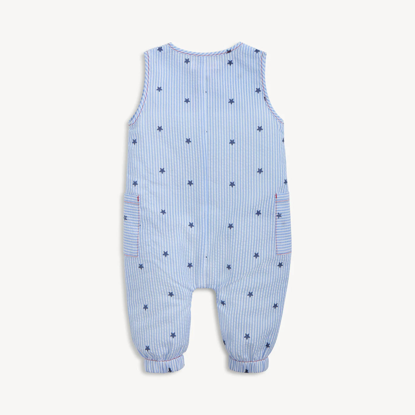 Magnetic Me Seersucker Stripe Stars | Sleeveless Pant Romper