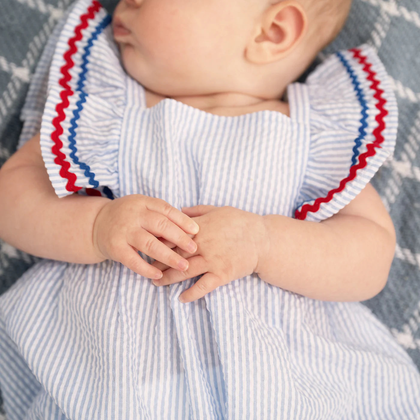 Magnetic Me Seersucker Stripe | Flutter Sleeve Romper