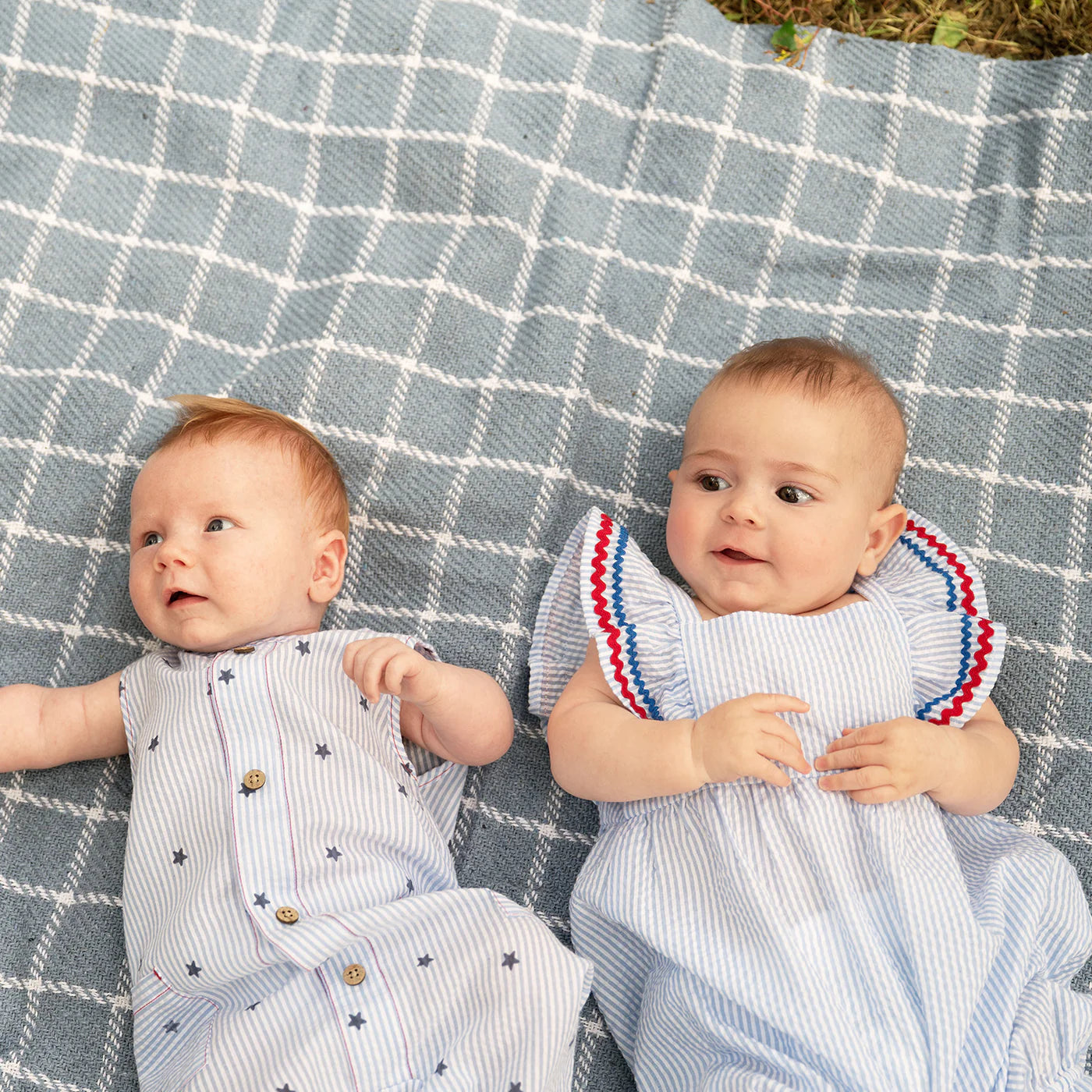 Magnetic Me Seersucker Stripe | Flutter Sleeve Romper