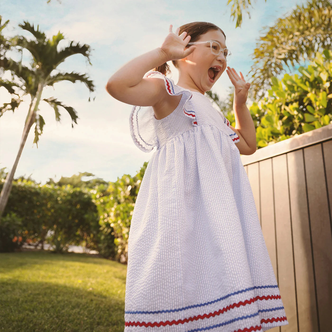 Magnetic Me Seersucker Stripe | Flutter Sleeve Dress
