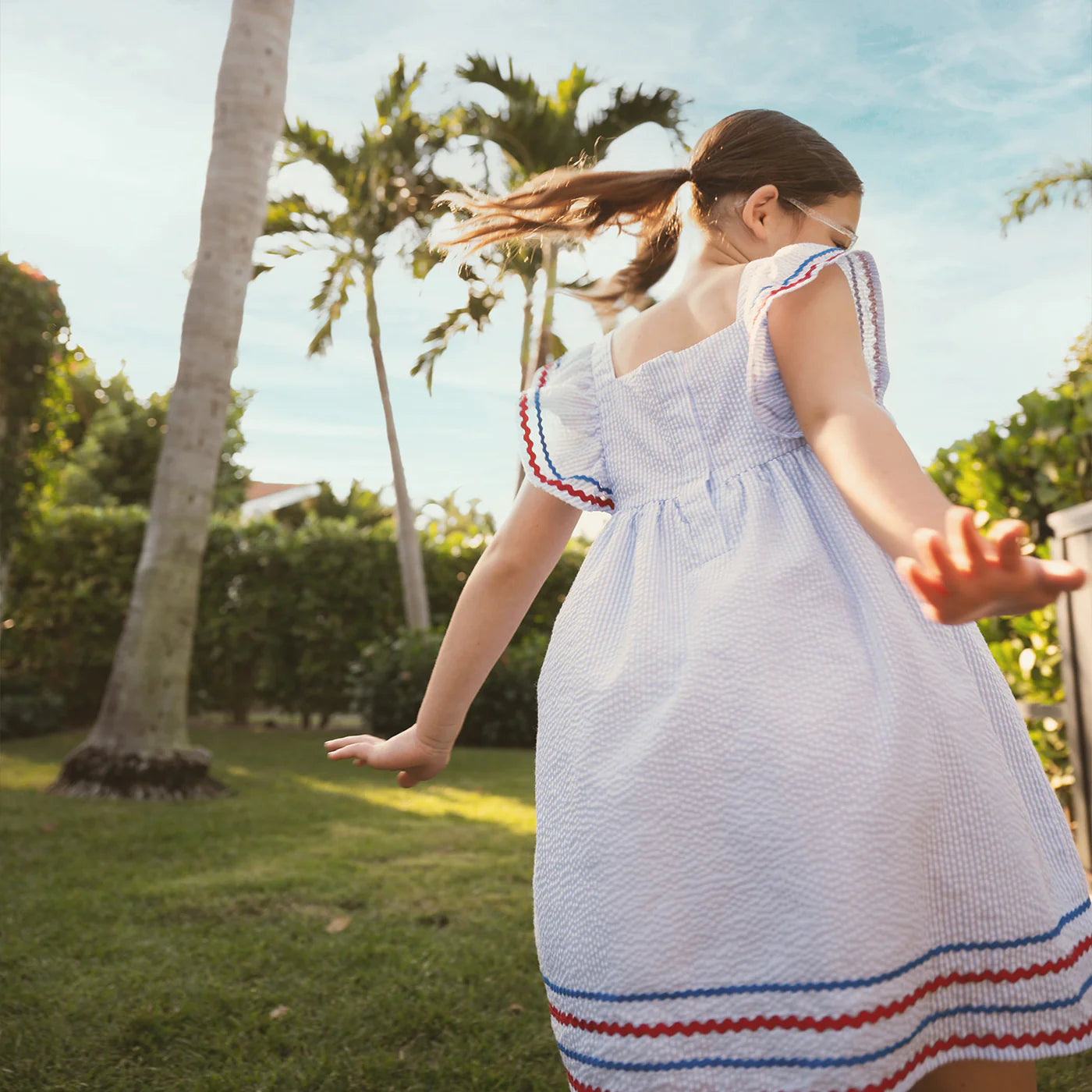 Magnetic Me Seersucker Stripe | Flutter Sleeve Dress