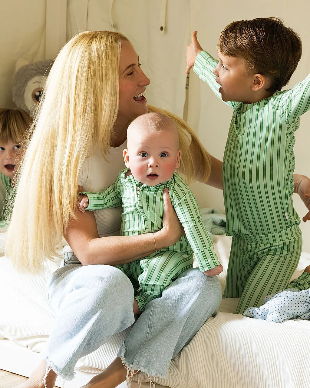 Uptown Baby Green Ticking Stripe | Sleep Romper