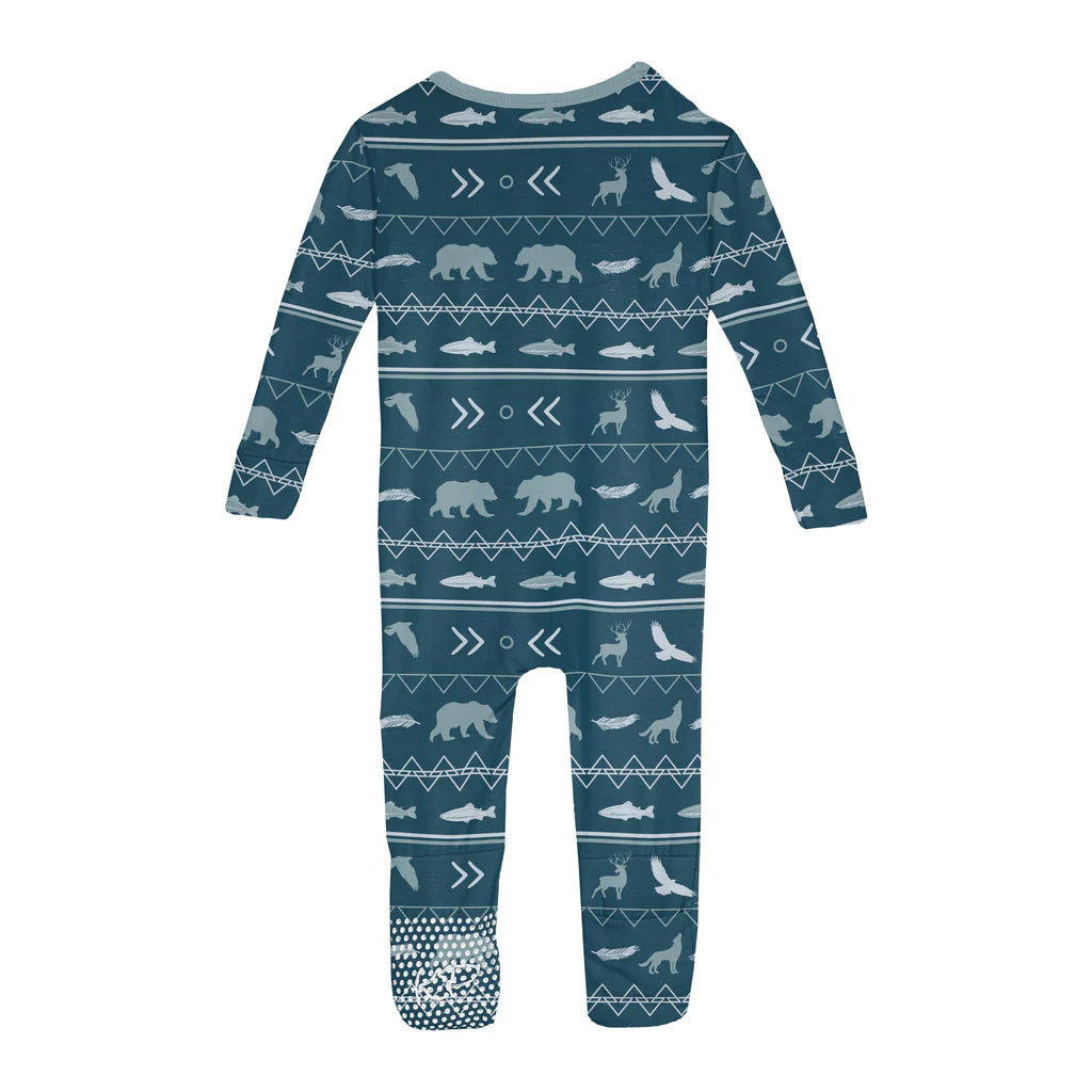 Kickee Peacock Native Tribal Lore | Print Convertible Sleeper With Zipper