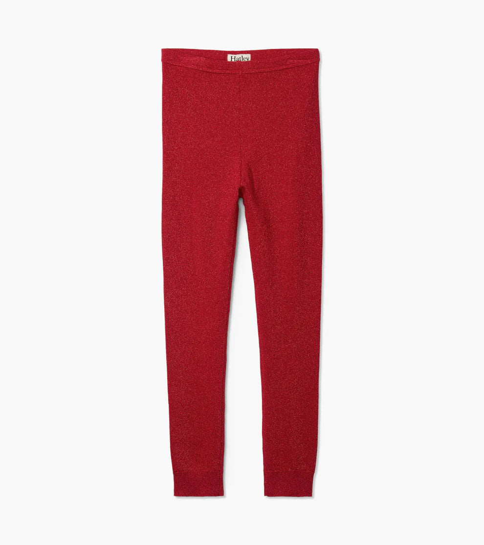 Hatley Red Shimmer | Cable Knit Leggings