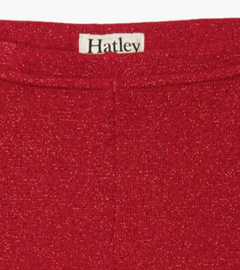 Hatley Red Shimmer | Cable Knit Leggings