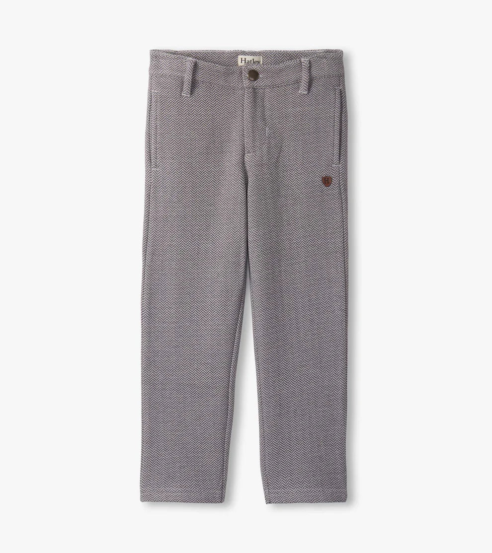 Hatley Dark Grey | Herringbone Straight Leg Pant