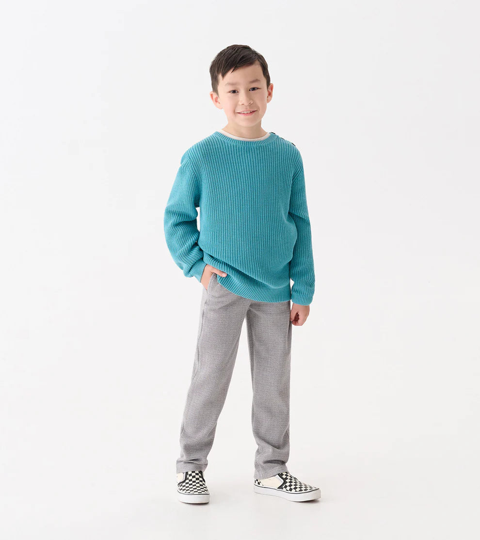 Hatley Dark Grey | Herringbone Straight Leg Pant