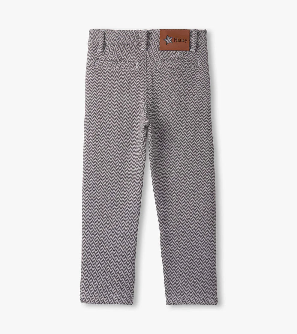 Hatley Dark Grey | Herringbone Straight Leg Pant