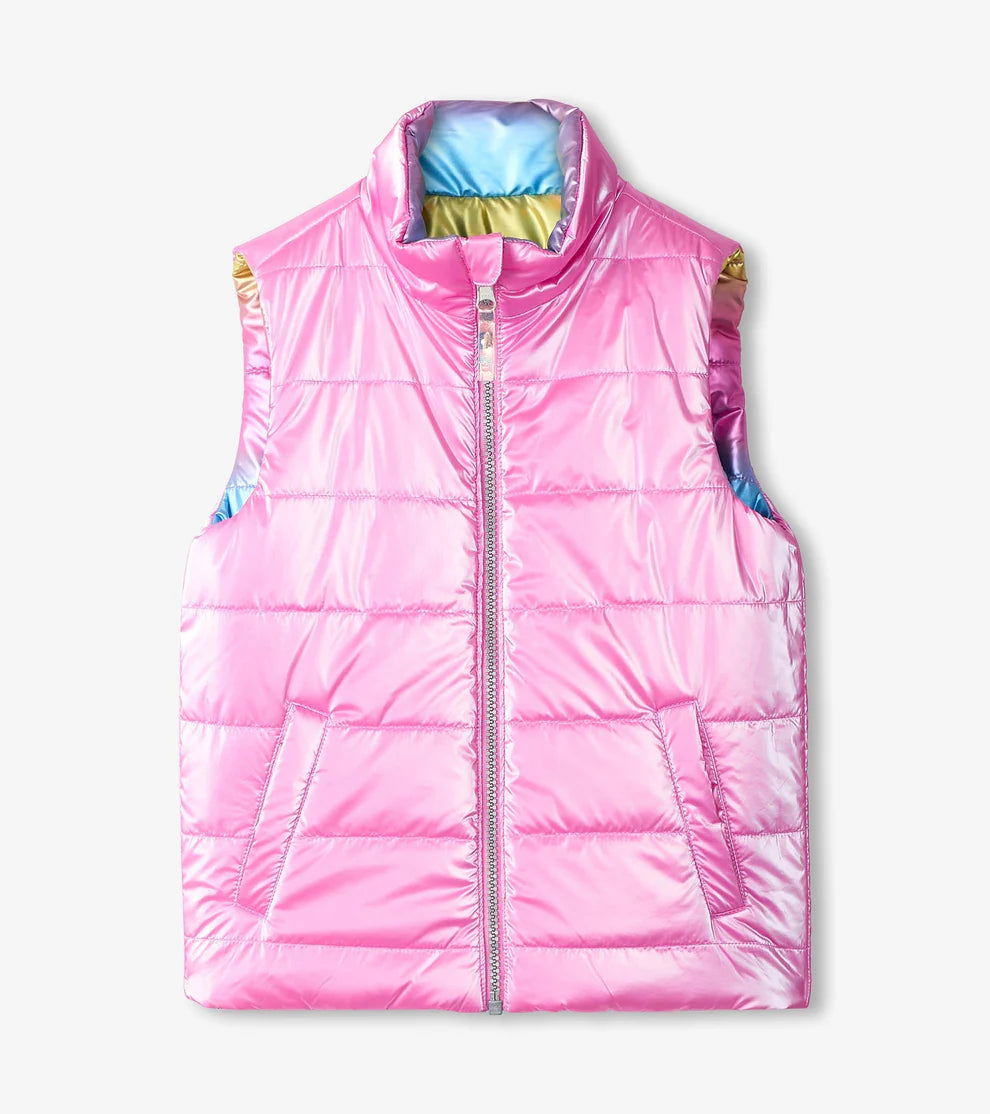 Hatley Strawberry Moon | Rainbow Shine Reversible Quilted Vest