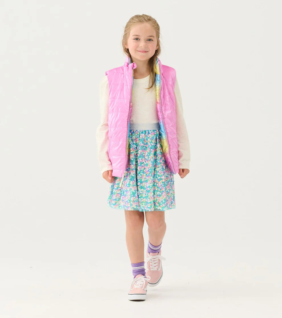 Hatley Strawberry Moon | Rainbow Shine Reversible Quilted Vest