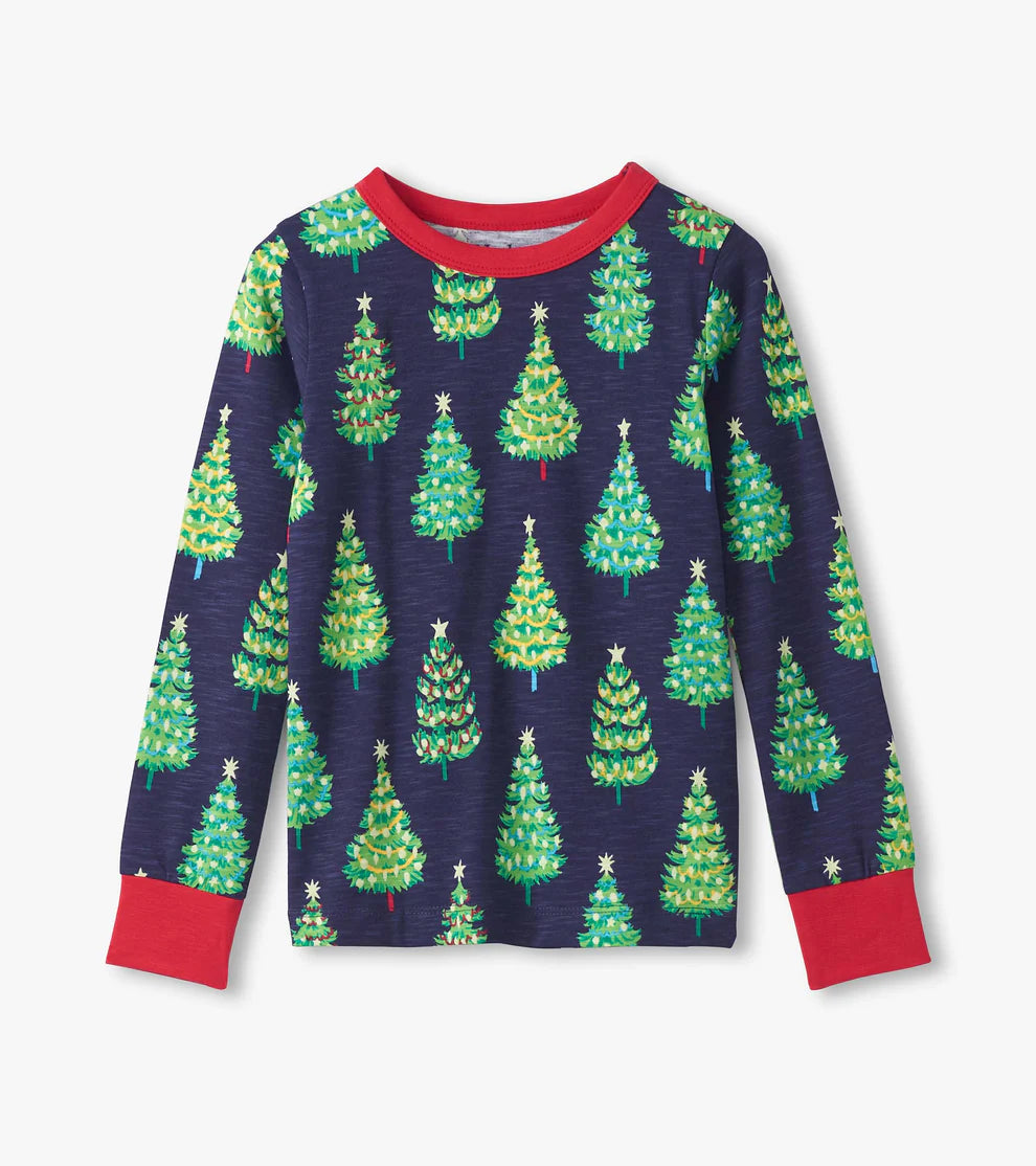 Hatley Navy | Bottle Brush Trees Stretch Cotton PJ Set