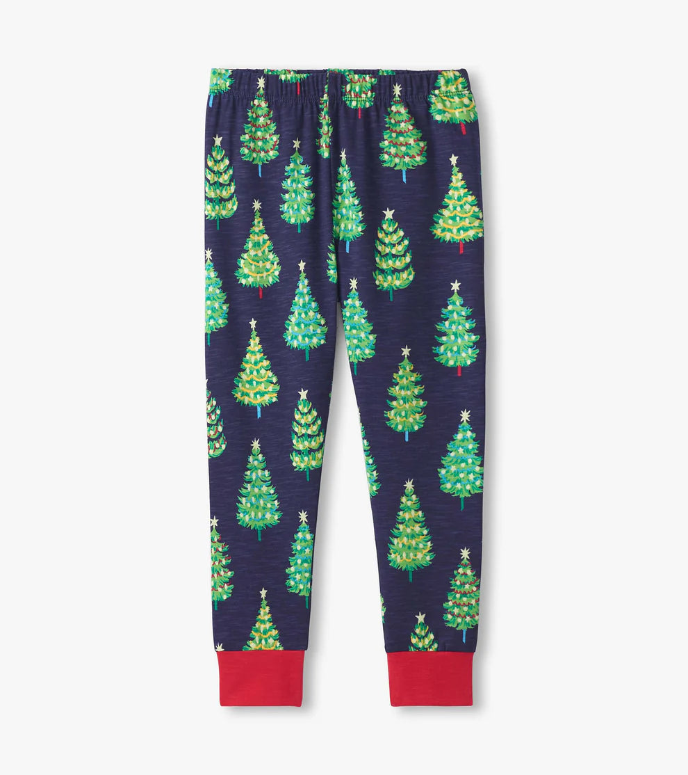 Hatley Navy | Bottle Brush Trees Stretch Cotton PJ Set