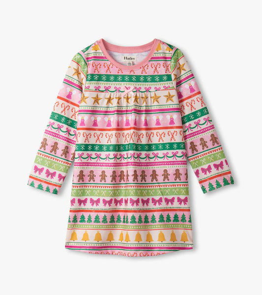 Hatley Pink Fun | Fair Isle Long Sleeve Nightdress