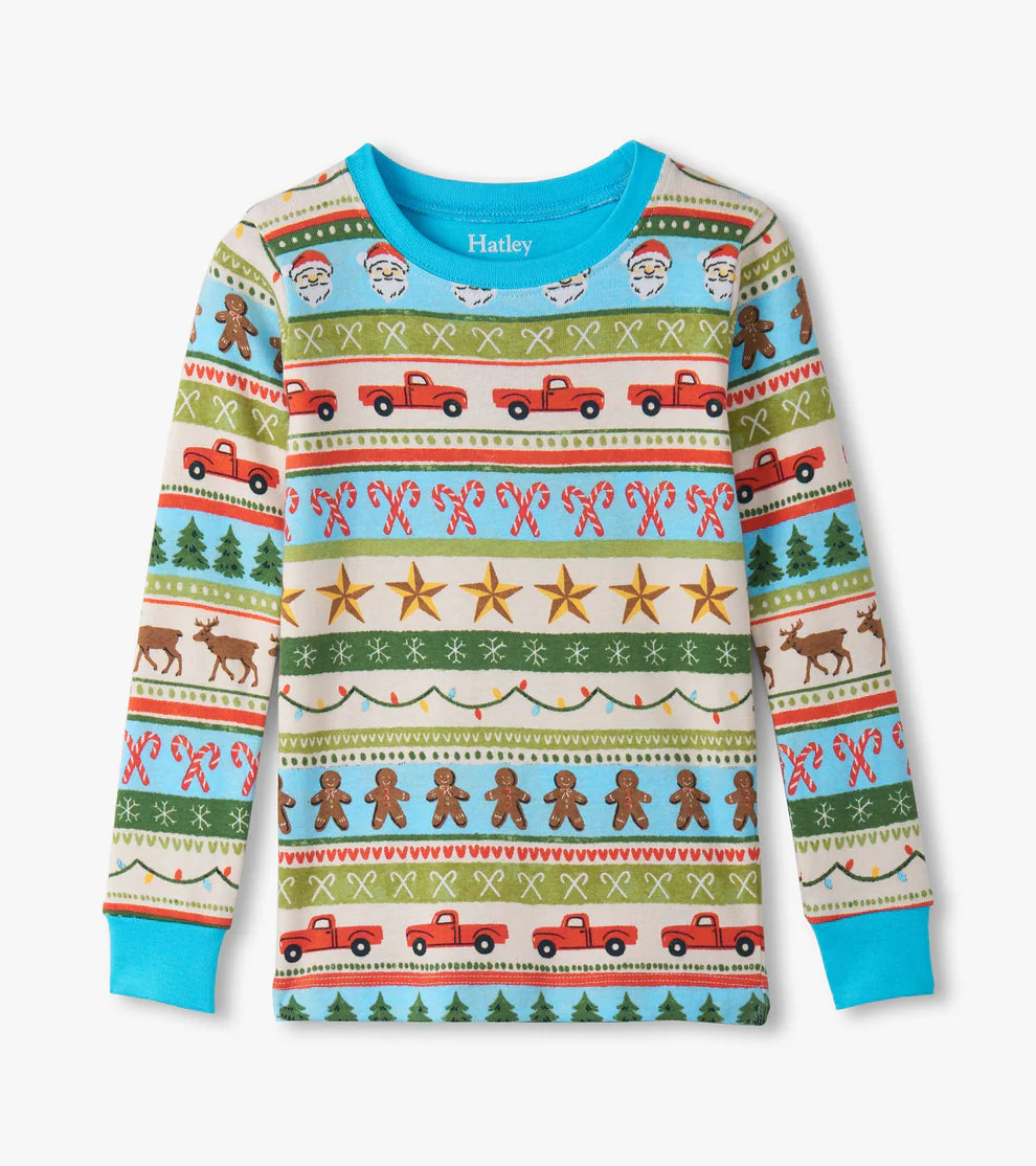 Hatley Blue Fun | Fair Isle Cottom PJ Set