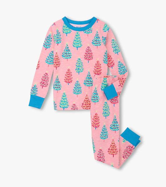 Hatley Pink | Bottle Brush Trees Stretch Cotton PJ Set