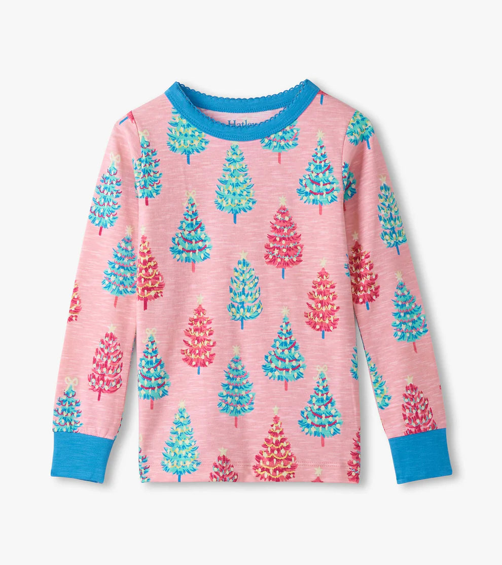 Hatley Pink | Bottle Brush Trees Stretch Cotton PJ Set