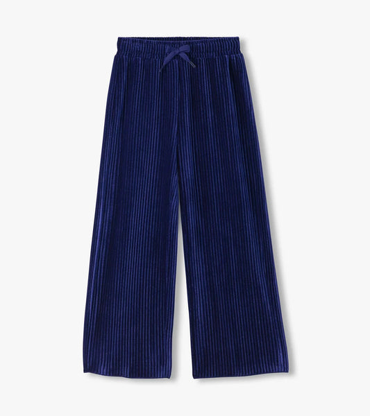 Hatley Navy | Pleated Velour Relaxed Pants