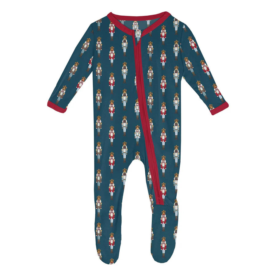 Kickee Peacock Nutcrackers | Print Footie With 2 Way Zipper