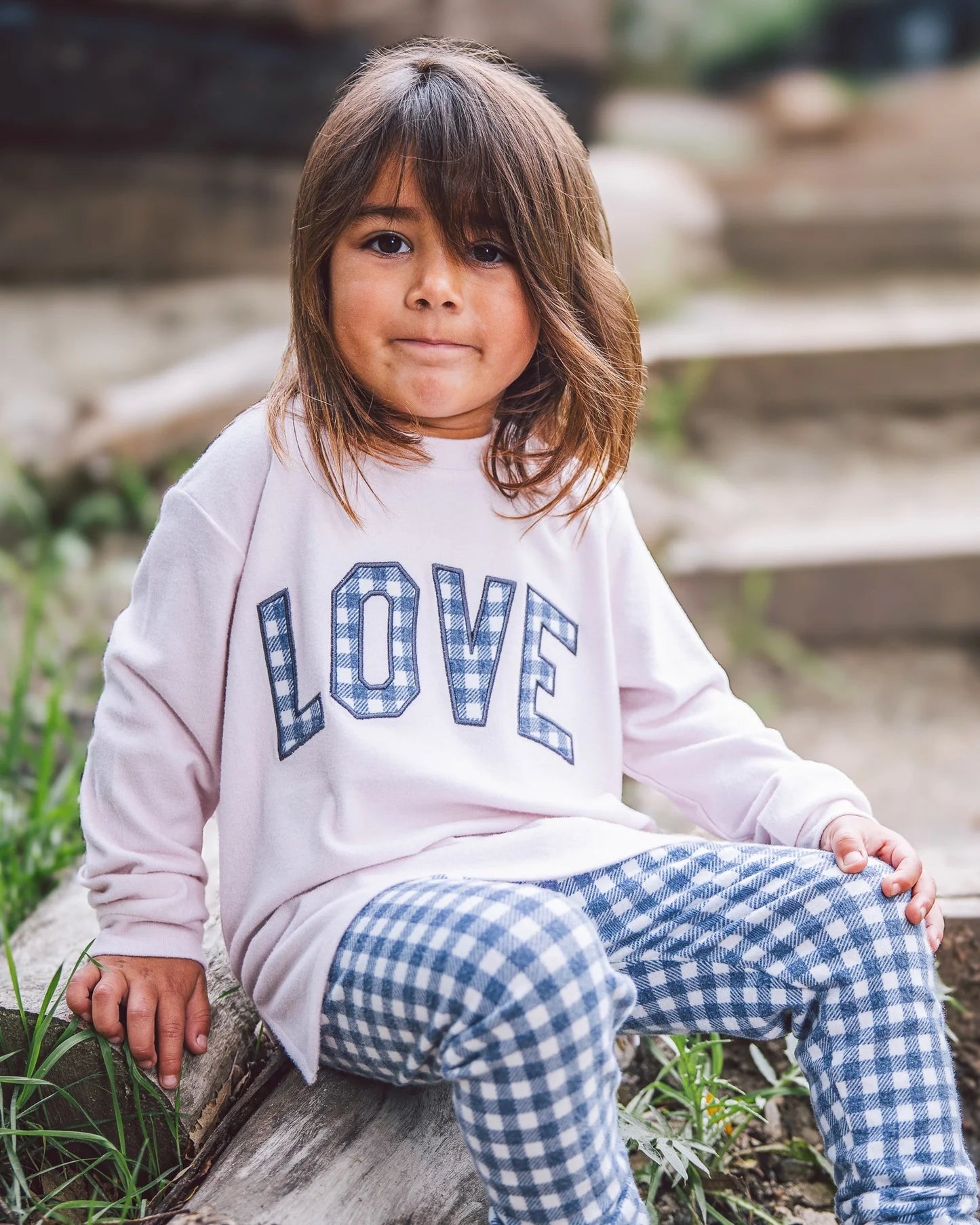 Feather 4 Arrow Crown Blue | Ava Gingham Hacci Set