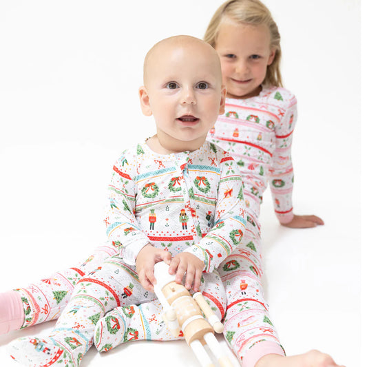 Angel Dear White Nutcracker Fair Isle | 2 Way Zipper Footie