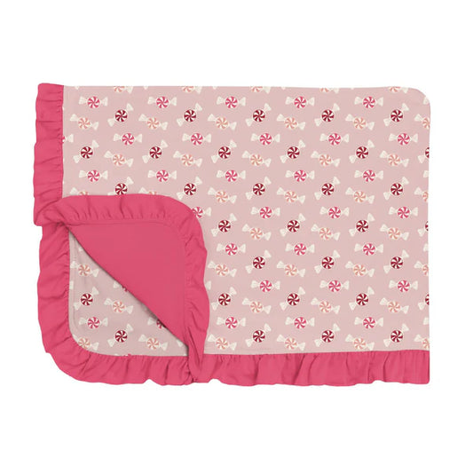 Kickee Baby Rose Peppermints | Print Ruffle Toddler Blanket