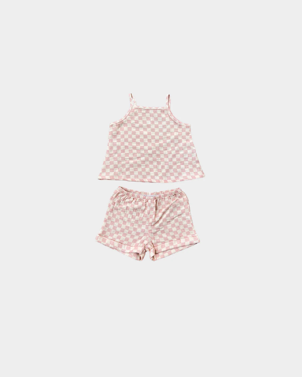 Baby Sprouts Pink Lemonade Checkered | Gauze Tank & Short Set
