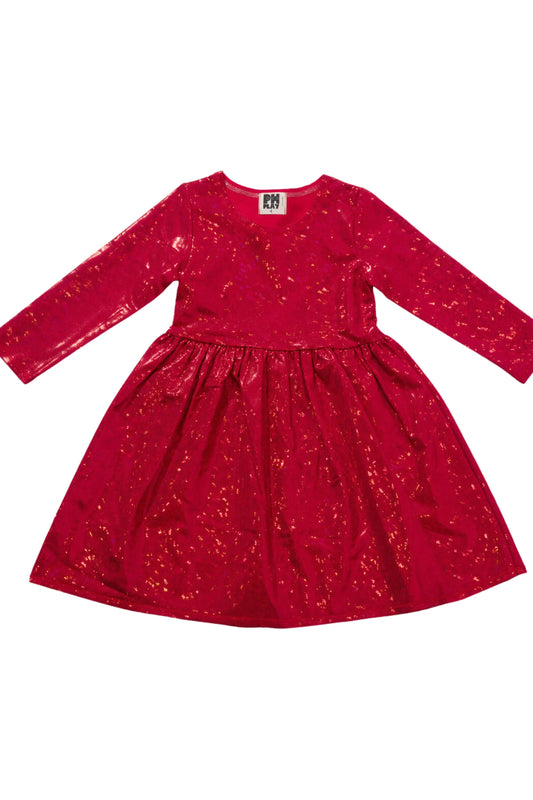 Petite Hailey Red | Holo Disco Dress