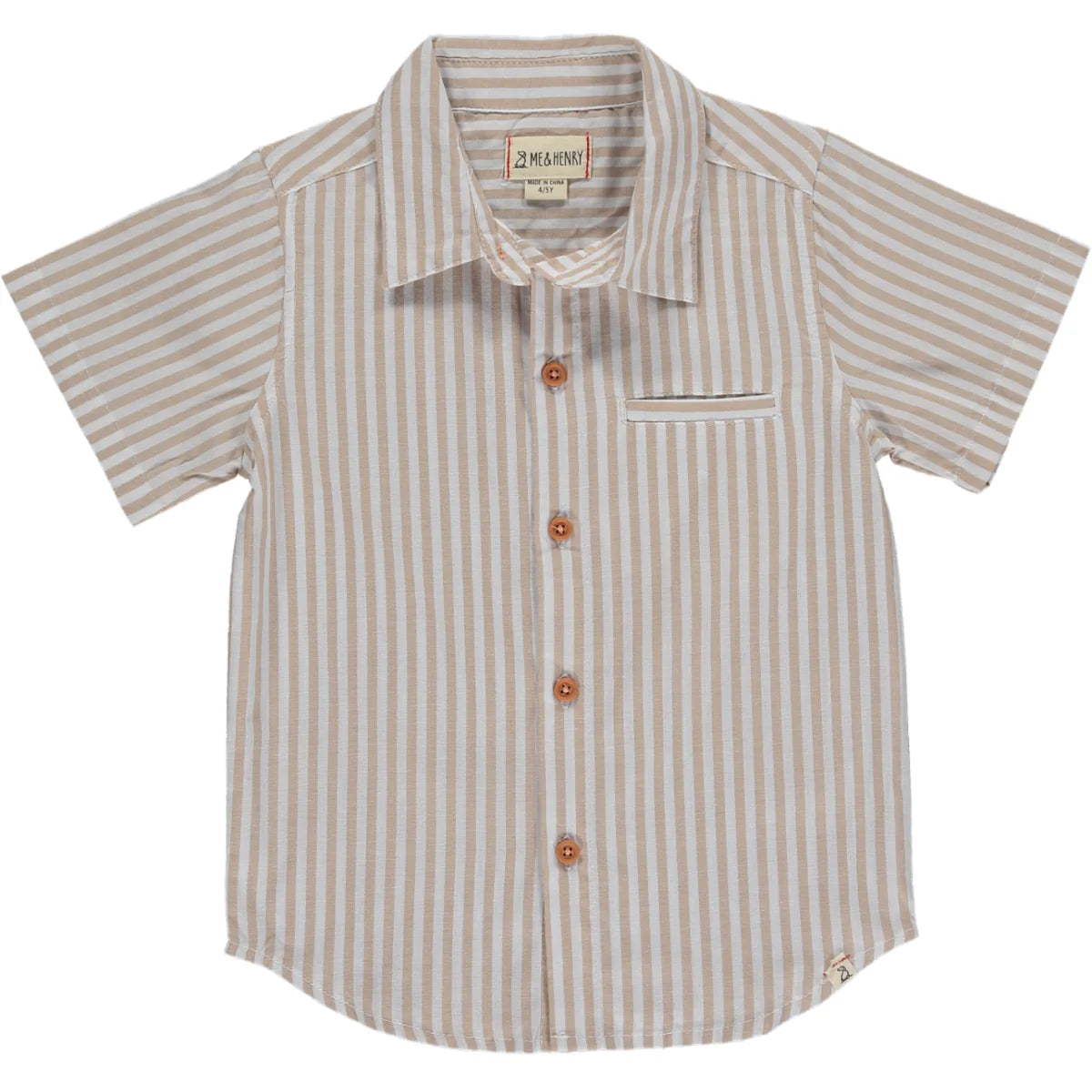 Me & Henry Beige & White | Newport Woven Stripe Shirt