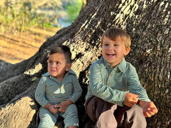 Me & Henry Green & White Stripe | Midway Polo