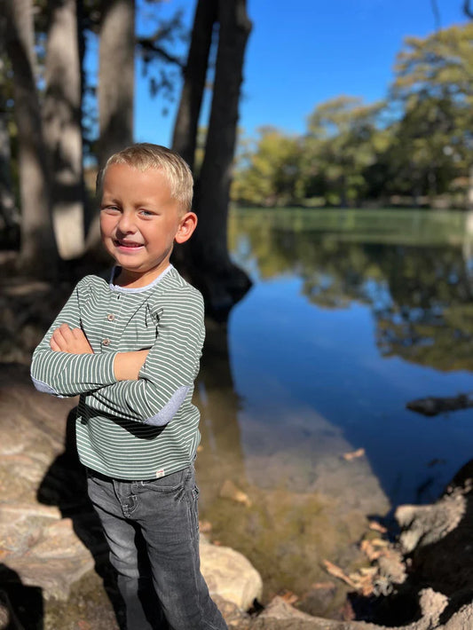 Me & Henry Green & White Stripe | Mascot Henley