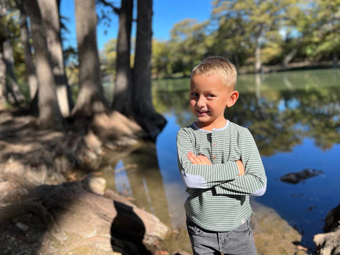 Me & Henry Green & White Stripe | Mascot Henley