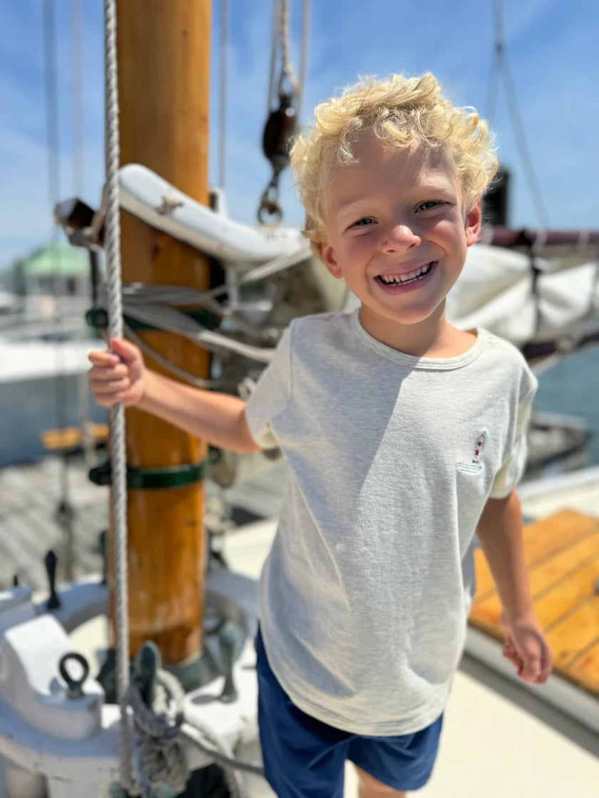 Me & Henry Grey Lighthouse | Marine Embroidered Tee