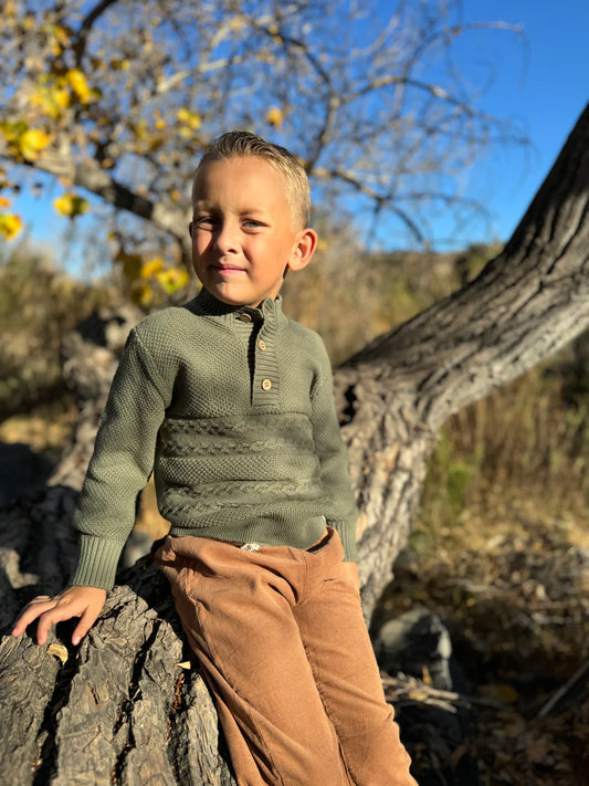 Me & Henry Green | Cable Sweater