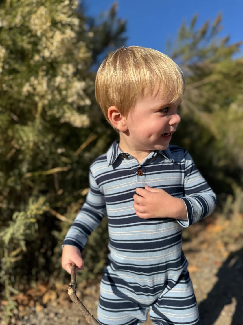 Me & Henry Navy Stripe | Kingston Polo Romper