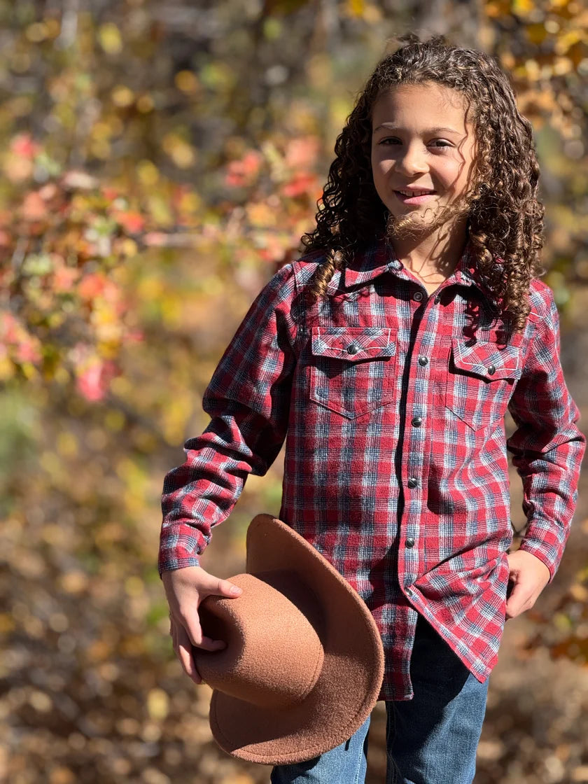 Me & Henry Red with Navy Plaid | Howdy Western Shirt