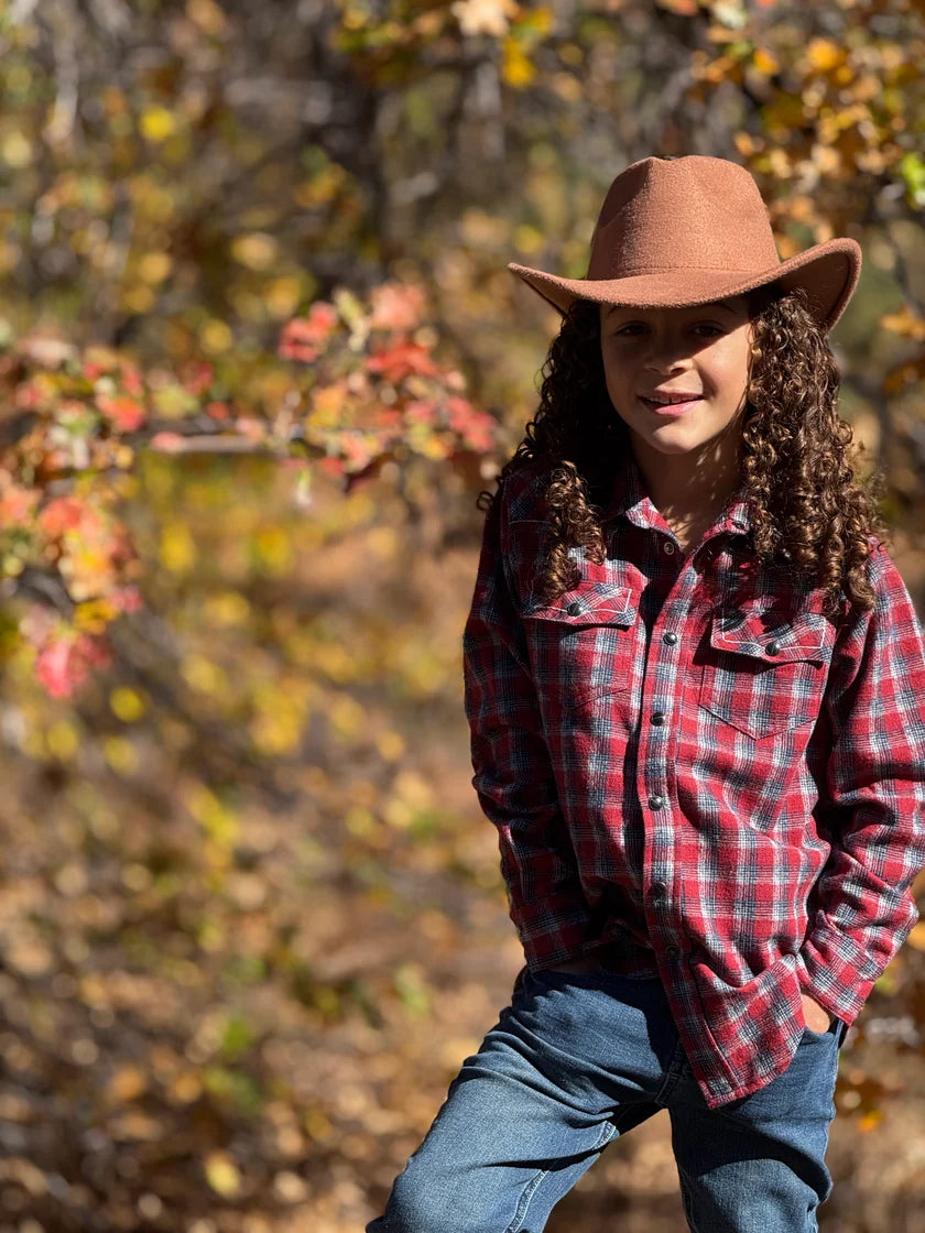 Me & Henry Red with Navy Plaid | Howdy Western Shirt