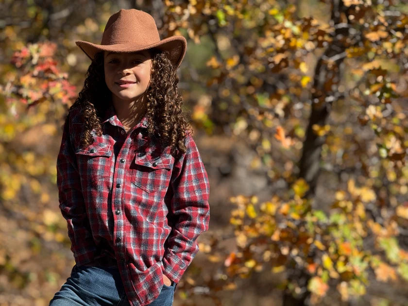Me & Henry Red with Navy Plaid | Howdy Western Shirt