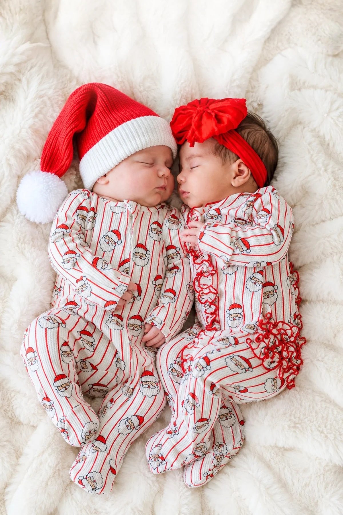 Caden Lane Red | Holly Jolly Christmas Bamboo Waffle Zipper Footie