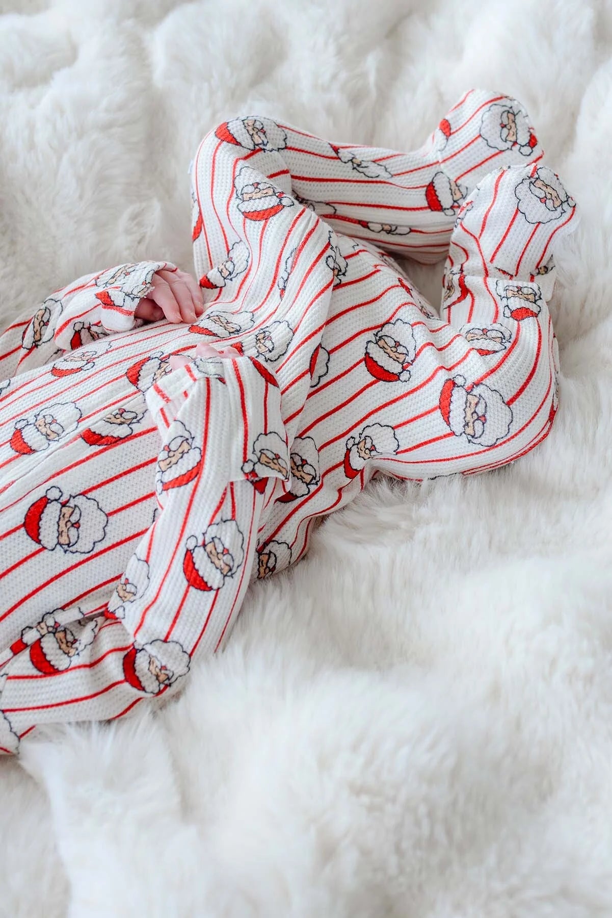 Caden Lane Red | Holly Jolly Christmas Bamboo Waffle Zipper Footie