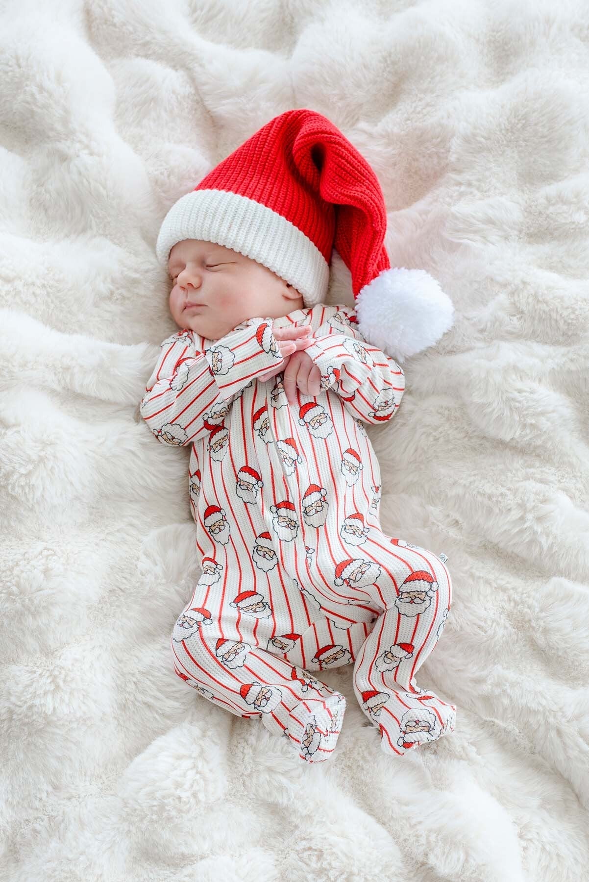 Caden Lane Red | Holly Jolly Christmas Bamboo Waffle Zipper Footie