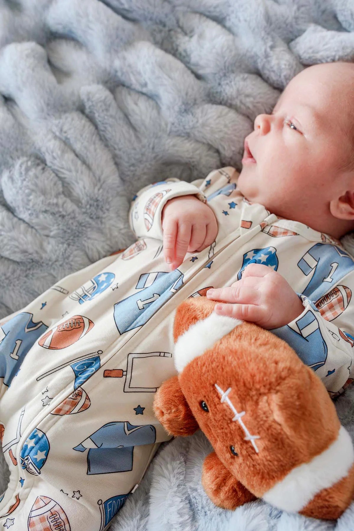 Caden Lane Blue | Huddles & Cuddles Zipper Footie
