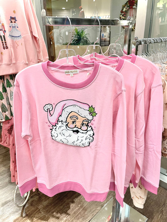 Jane Marie Jolly Pink | Santa Patch Sweatshirt