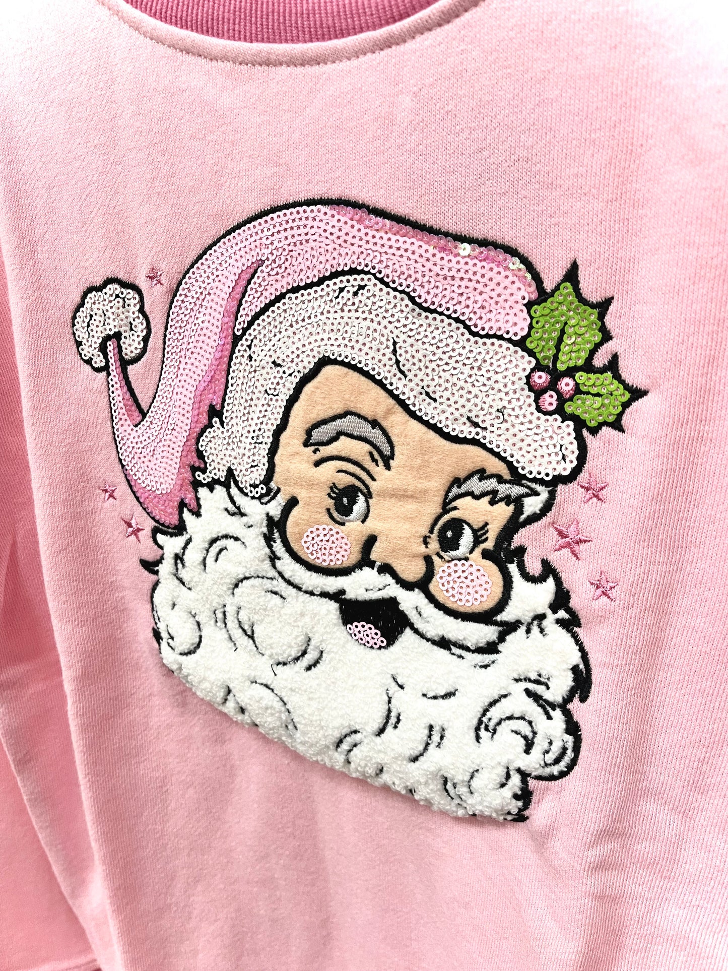 Jane Marie Jolly Pink | Santa Patch Sweatshirt