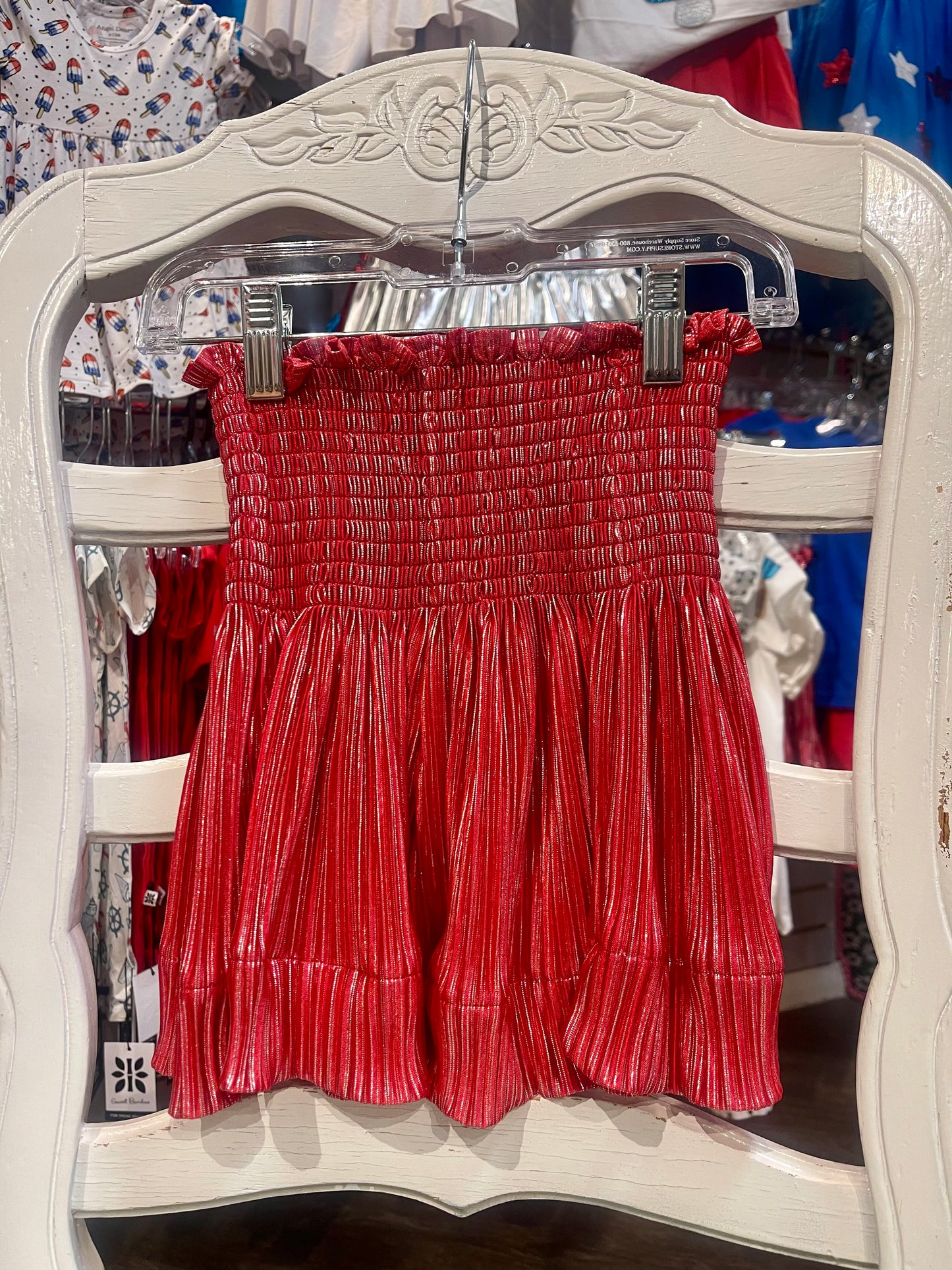 Queen Of Sparkles Red With Silver | Pleat Swing Short