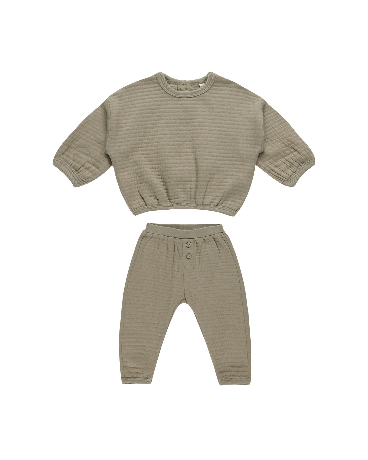 Quincy Mae Olive | Textured Sweat Set