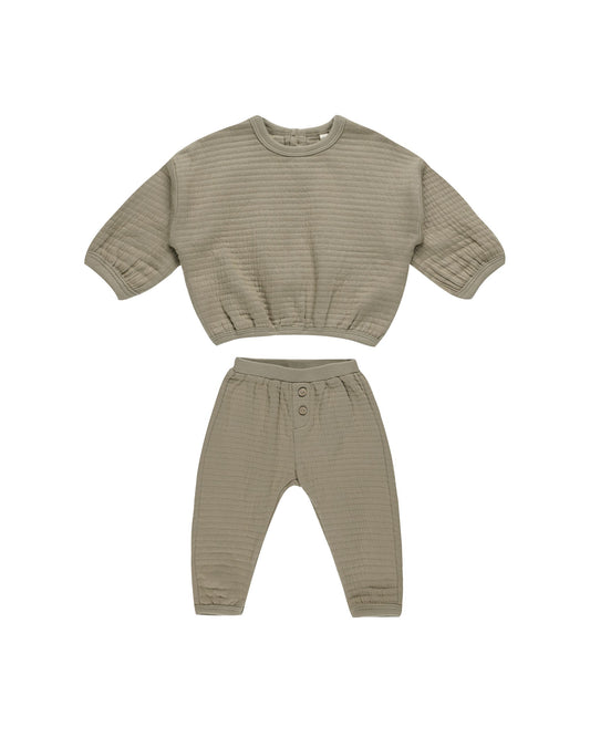 Quincy Mae Olive | Textured Sweat Set