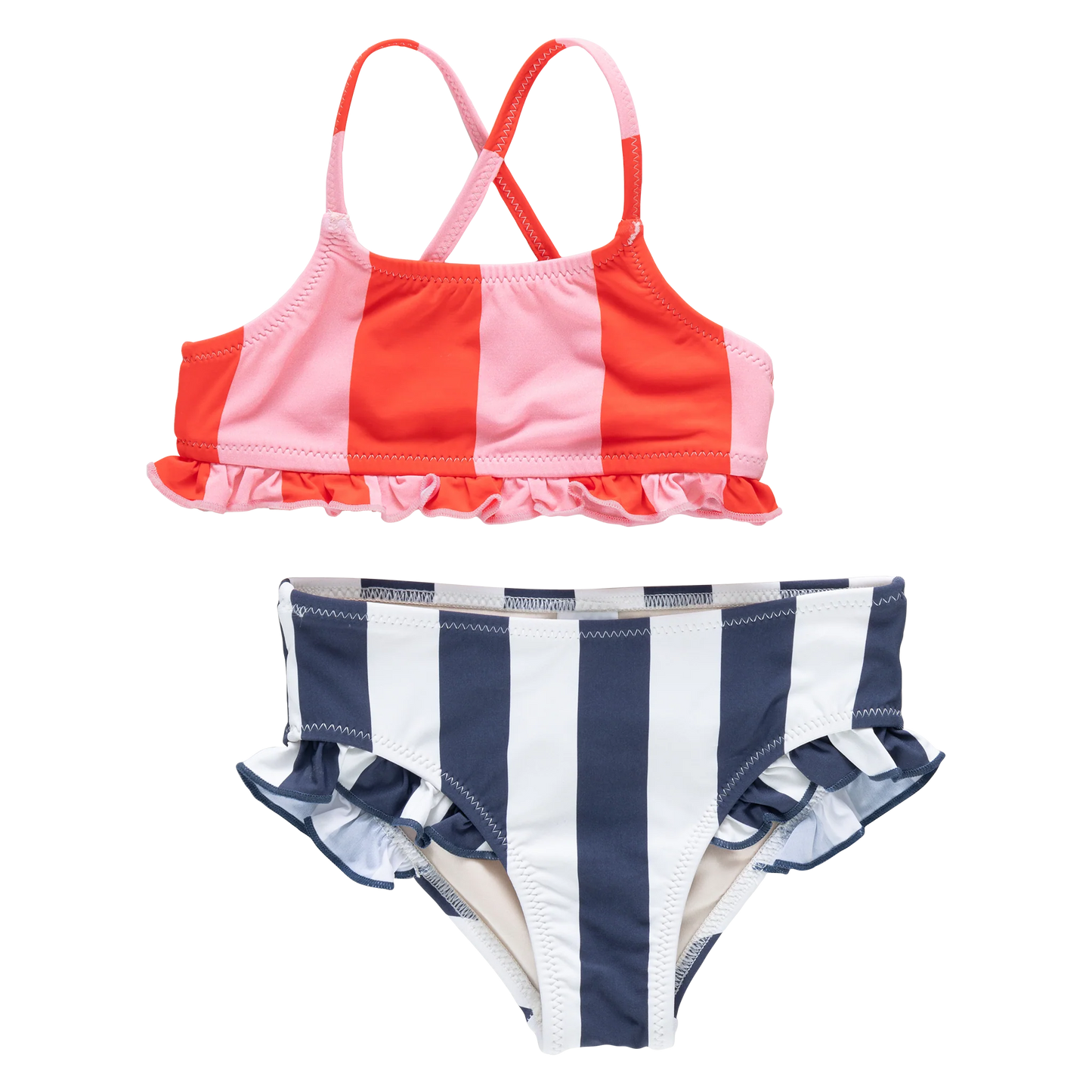 Pink Chicken Wide Pink & Red Stripe | Arabella Joy Bikini Set